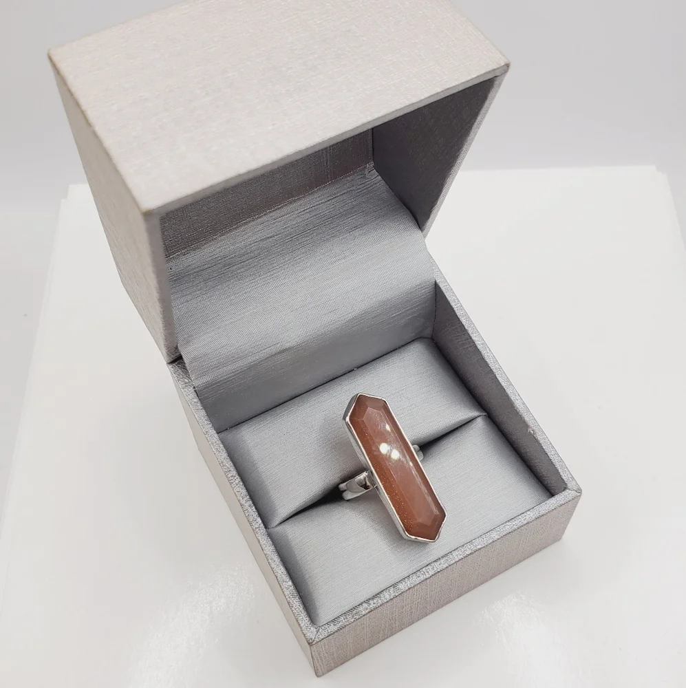 Genuine Sunstone 925 Sterling Silver Ring